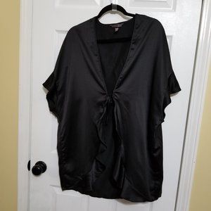 Victorias Secret Love Logo Tie Ruffle Black Robe.